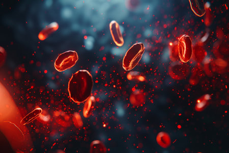 Red blood cells in vein. 3d rendering medical science background.の写真素材
