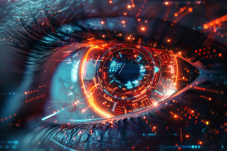 Abstract digital eye. Technology concept. 3d rendering toned imageの写真素材