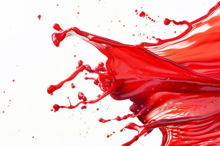 splashes of red paint isolated on white background. close-upの写真素材