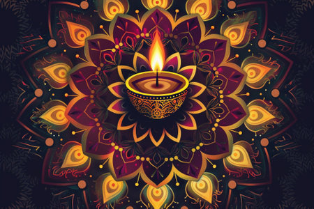 Indian festival Diwali background. Diwali diya. Vector illustrationの写真素材