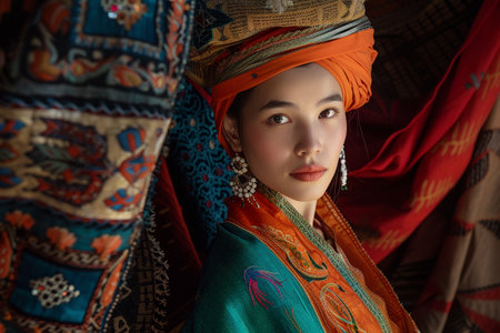 Portrait of a beautiful Asian woman in traditional clothes, Thailand.