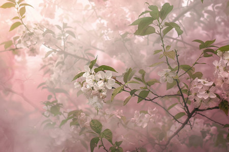 cherry blossom in soft color and blur style for background.の写真素材