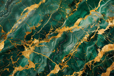 Green marble texture with gold veins. Abstract background and texture for design.の写真素材