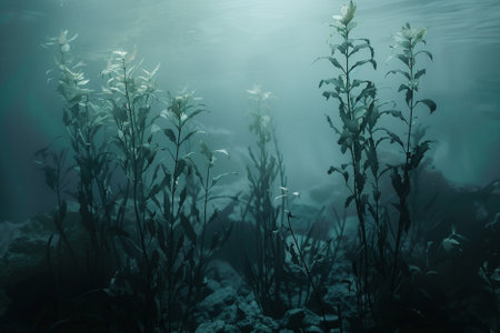 Underwater view of the seabed with beautiful flowers and plants