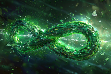 Digital illustration of  infinity  in abstract  color  background.の写真素材