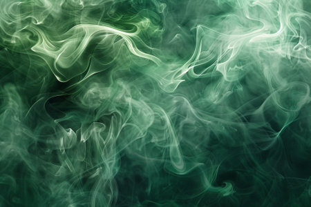 Green smoke on a black background.の写真素材
