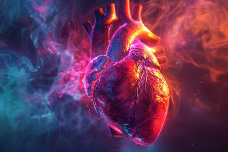 Human heart. 3d illustration of human heart with red and blue colors
