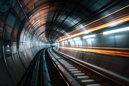 subway tunnel with motion blur in shanghai china.の写真素材
