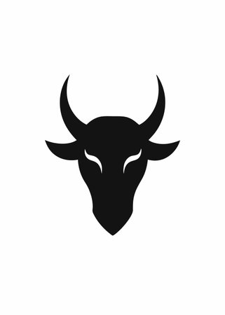 Minimalist bull logo design symbol template on white background