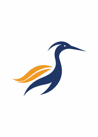 Minimalist Curlew logo design symbol template on white backgroundのイラスト素材
