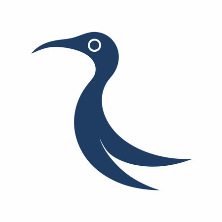 Minimalist Curlew logo design symbol template on white backgroundのイラスト素材