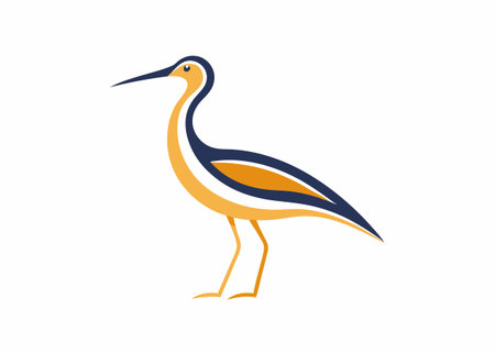 Minimalist Curlew logo design symbol template on white backgroundのイラスト素材