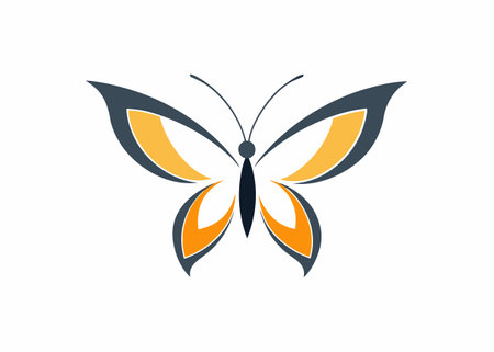 Minimalist Butterfly logo design symbol template on white backgroundのイラスト素材