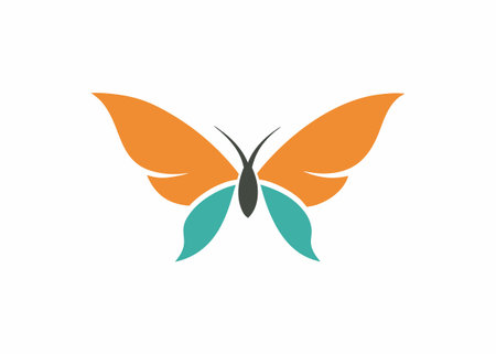 Minimalist Butterfly Wings logo design symbol template on white backgroundのイラスト素材