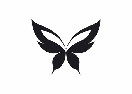 Minimalist Butterfly Wings logo design symbol template on white backgroundのイラスト素材