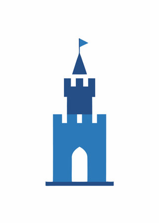 Minimalist Castle Tower logo design symbol template on white backgroundのイラスト素材