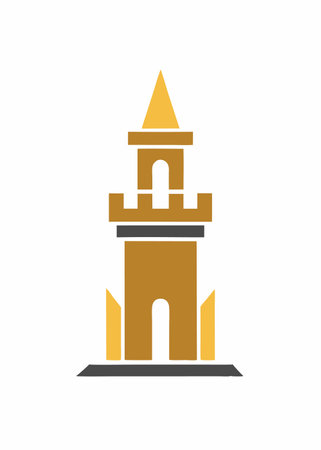 Minimalist Castle Tower logo design symbol template on white backgroundのイラスト素材