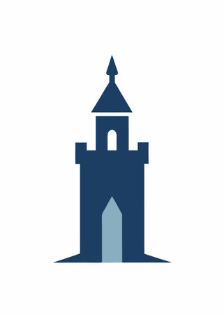 Minimalist Castle Tower logo design symbol template on white backgroundのイラスト素材