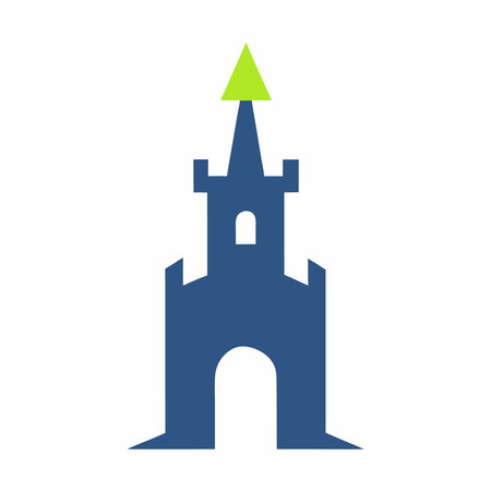 Minimalist Castle Tower logo design symbol template on white backgroundのイラスト素材