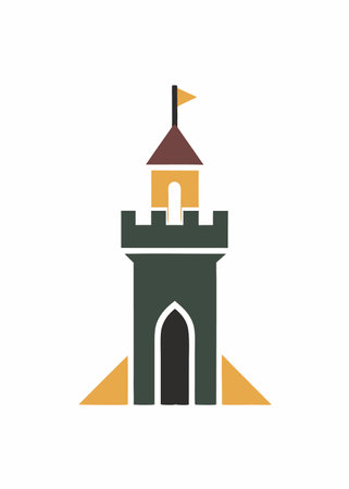 Minimalist Castle Tower logo design symbol template on white backgroundのイラスト素材