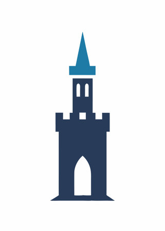 Minimalist Castle Tower logo design symbol template on white backgroundのイラスト素材