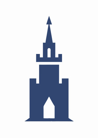 Minimalist Castle Tower logo design symbol template on white backgroundのイラスト素材