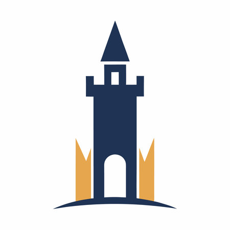 Minimalist Castle Tower logo design symbol template on white backgroundのイラスト素材