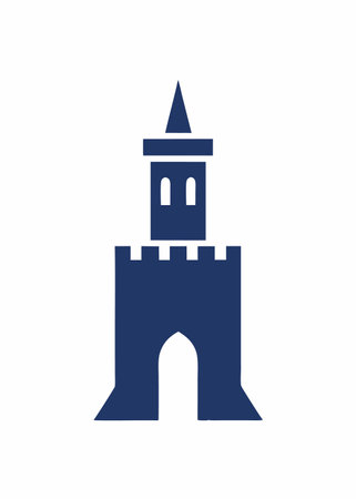 Minimalist Castle Tower logo design symbol template on white backgroundのイラスト素材
