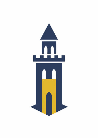Minimalist Castle Tower logo design symbol template on white backgroundのイラスト素材