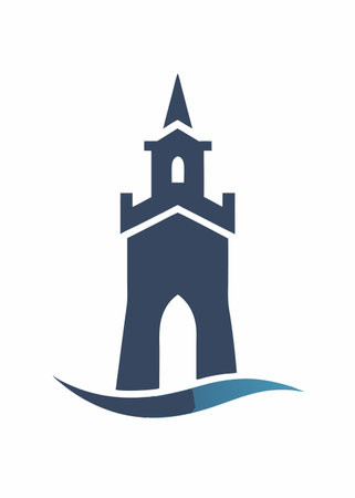 Minimalist Castle Tower logo design symbol template on white backgroundのイラスト素材