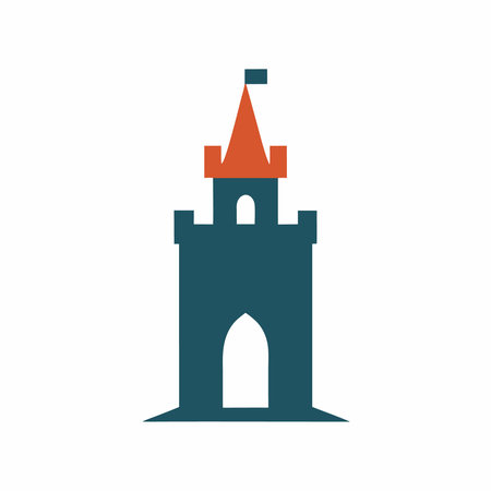 Minimalist Castle Tower logo design symbol template on white backgroundのイラスト素材