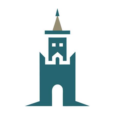 Minimalist Castle Tower logo design symbol template on white backgroundのイラスト素材