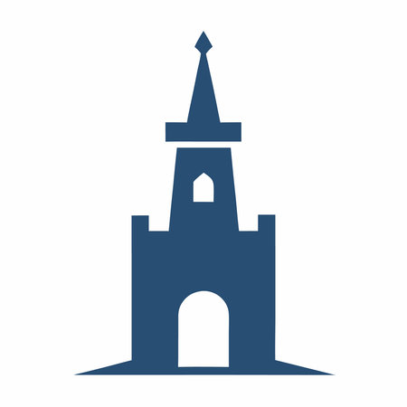 Minimalist Castle Tower logo design symbol template on white backgroundのイラスト素材