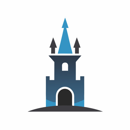 Minimalist Castle Tower logo design symbol template on white backgroundのイラスト素材