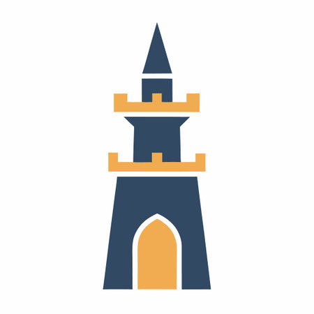 Minimalist Castle Tower logo design symbol template on white backgroundのイラスト素材
