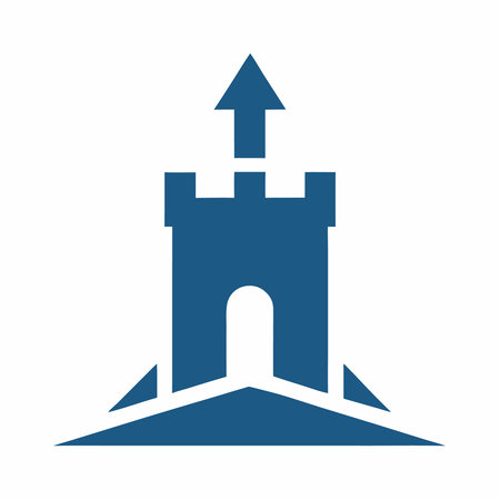 Minimalist Castle Tower logo design symbol template on white backgroundのイラスト素材