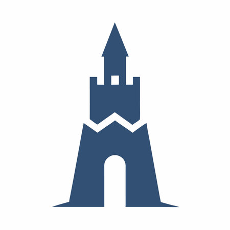 Minimalist Castle Tower logo design symbol template on white backgroundのイラスト素材