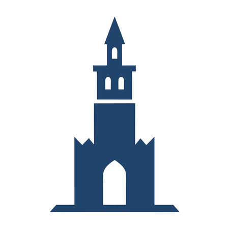 Minimalist Castle Tower logo design symbol template on white backgroundのイラスト素材
