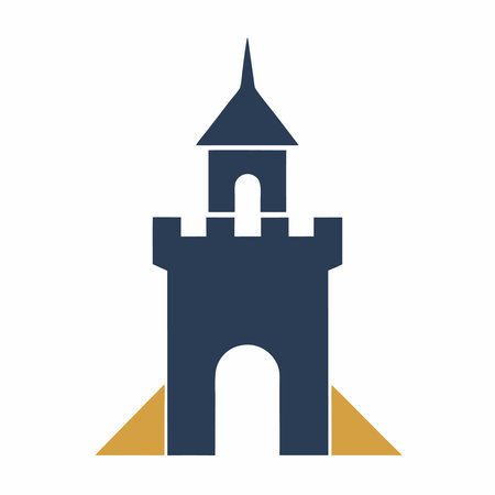Minimalist Castle Tower logo design symbol template on white backgroundのイラスト素材