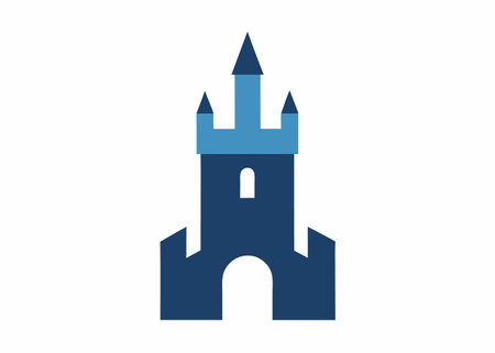 Minimalist Castle Tower logo design symbol template on white backgroundのイラスト素材