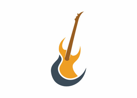 Minimalist Guitar logo design symbol template on white backgroundのイラスト素材