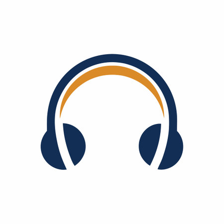 Minimalist Headphone logo design symbol template on white backgroundのイラスト素材