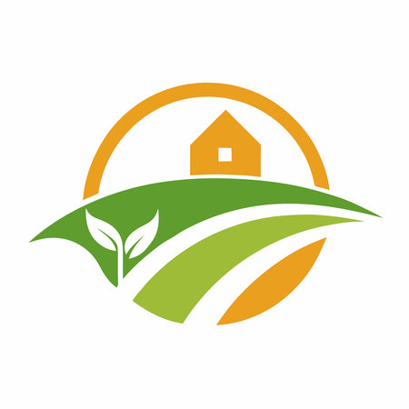 Minimalist farm logo design symbol template on white backgroundのイラスト素材