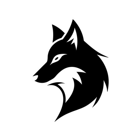 Minimalist Wolf logo design symbol template on white background