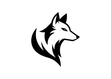 Minimalist Wolf logo design symbol template on white background
