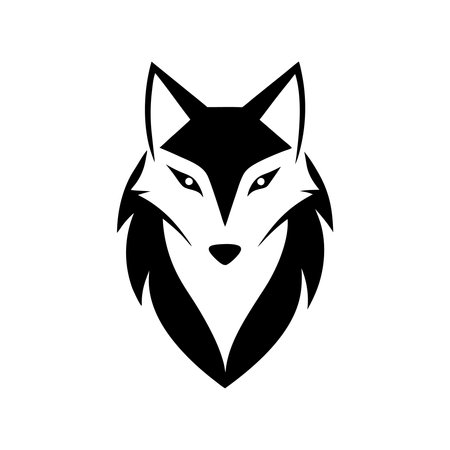 Minimalist Wolf logo design symbol template on white background