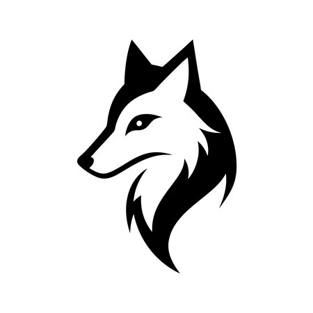 Minimalist Wolf logo design symbol template on white background
