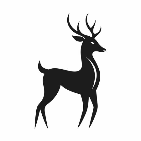 Minimalist Deer logo design symbol template on white backgroundのイラスト素材
