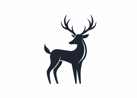 Minimalist Deer logo design symbol template on white backgroundのイラスト素材