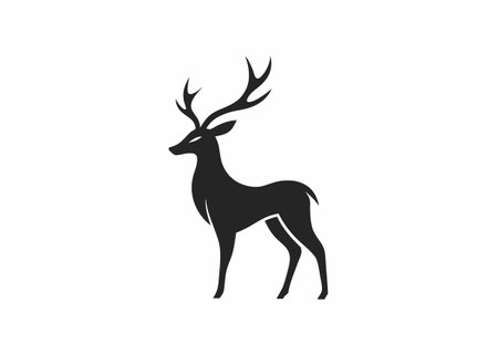 Minimalist Deer logo design symbol template on white backgroundのイラスト素材